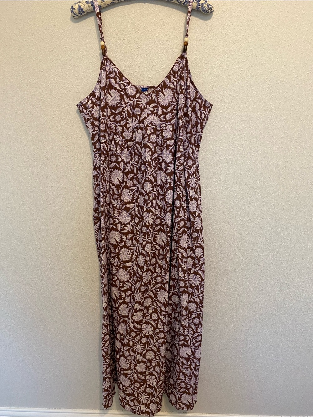 Old Navy Brown and Lilac Floral Maxi Slip Dress